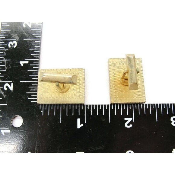 Rectangle Black & Pink Pat Pend Heavy Cufflinks Tux Shirt Dress Suit Vintage - Picture 5 of 9